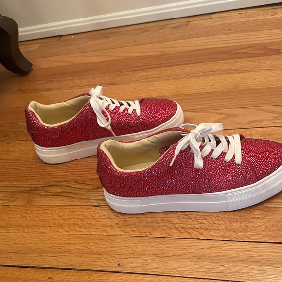 Betsey Johnson Sparkling Pink Sneakers Size 9 Worn once - Picture 5 of 8